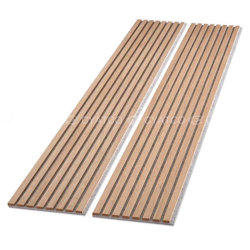 400mm x 2400mm Wood Slat Panels Soundproof Paneling Natural Oak (Grey Felt)
