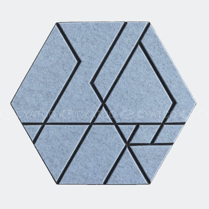 Two-Color Hexagon Acoustic Panels Double Layer PET Board