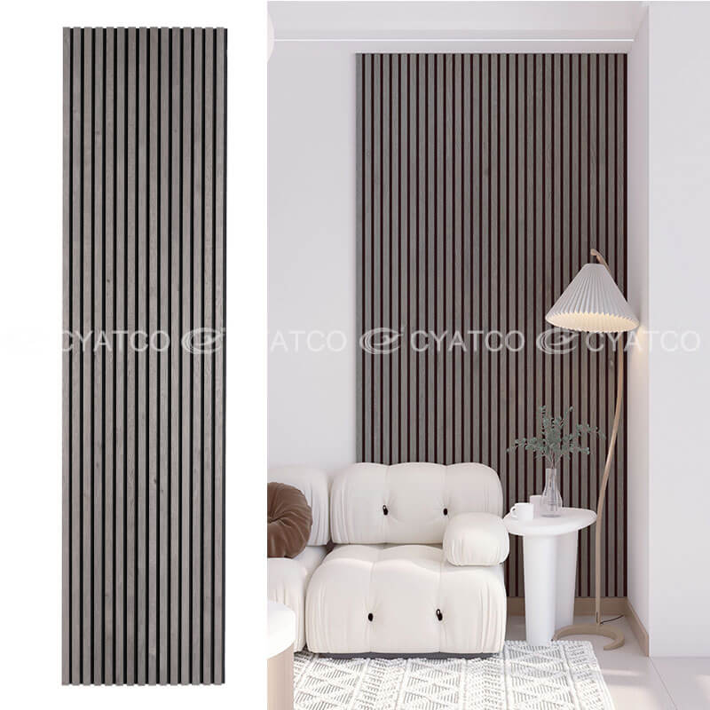 600mm x 2400mm Grey Oak Wood Slat Panels Soundproof Paneling