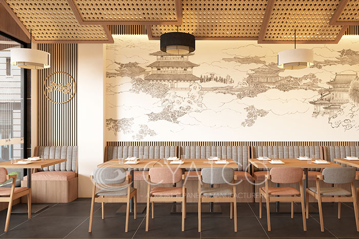 Classic Oak Wood Slat Panels in Commercial Restaurant (2)