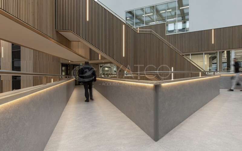 Corridors Acoustic Wall Panels-Wooden slat panels