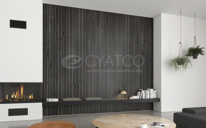 Gray Slat Wall Wood Panelling