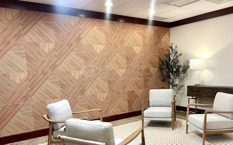 Wood Grain Polyester Fiberboard Self-Adhesive Acoustic Wall Panel