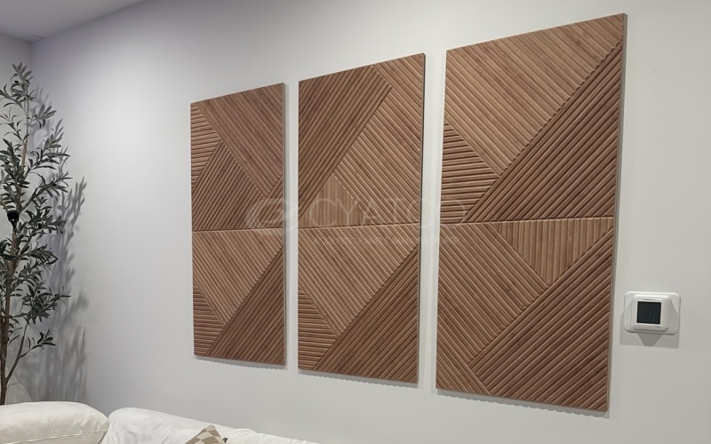 Wood Grain Polyester Fiberboard Self-Adhesive Acoustic Wall Panel (2)