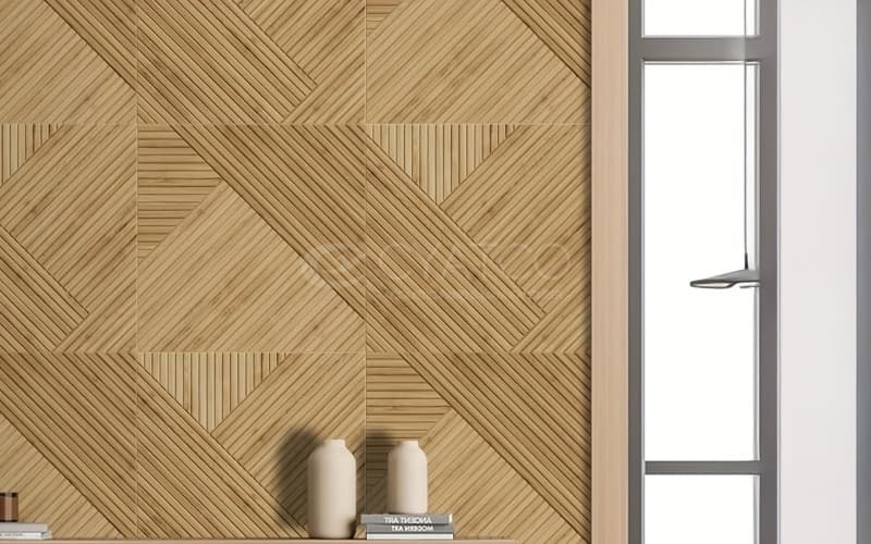 Wood Grain Polyester Fiberboard Self-Adhesive Acoustic Wall Panel