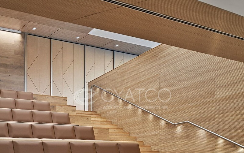 Applicable scenarios
Grooved wood sound-absorbing boards are suitable for various places that have high requirements for acoustic environment and decorative effect. In commercial Spaces such as meeting rooms, lecture halls, and multi-functional halls, it can effectively enhance voice clarity and ensure the accurate transmission of information. In cultural and entertainment venues such as theaters, concert halls, and recording studios, it can optimize acoustic effects and enhance artistic expressiveness. In the field of education, the use of grooved wood sound-absorbing boards in school classrooms, libraries, etc. helps to create a quiet and focused learning environment.