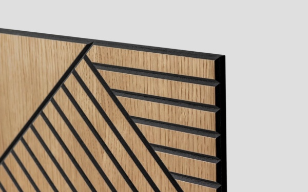 Odorless Eco-Friendly Wood Veneer Surface PET Custom Grooved Panel (1)