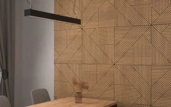 Odorless Eco-Friendly Wood Veneer Surface PET Custom Grooved Panel (2)