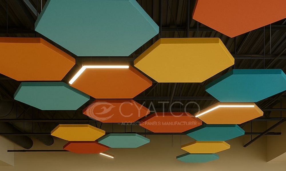 Multiple Shapes & Colors Fiberglass Acoustic Ceiling Clouds - CYATCO ...