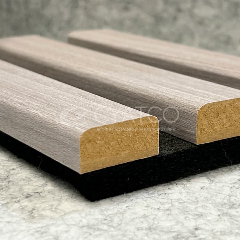 Chamfered Wooden Slats Acoustic Panel with Three-sided Wood Veneer