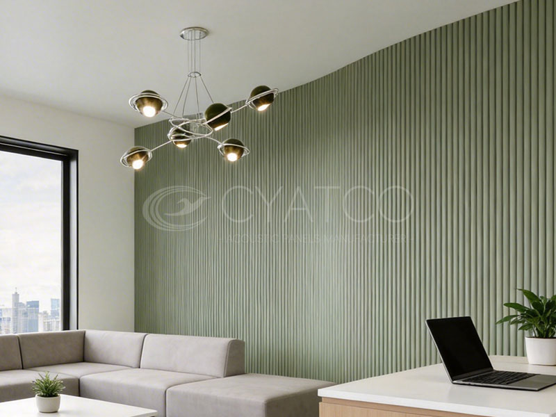 OEMODM Green Flexible Slatted Wooden Feature Wall (2)