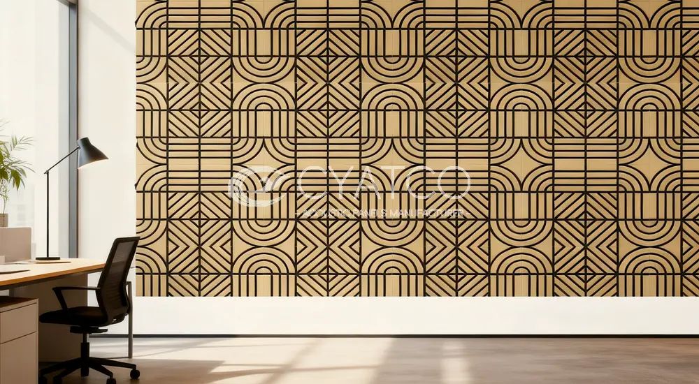 Geometric 2-Tone Acoustic Wall Panels Decorative Sound Absorbing Polyester Fiberboard (1)