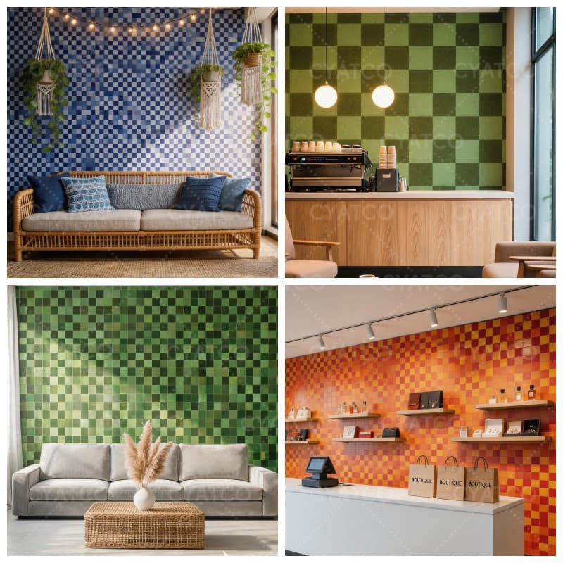 Custom Cut PET Wall Tiles Modern Square Mosaic Wall Tiles